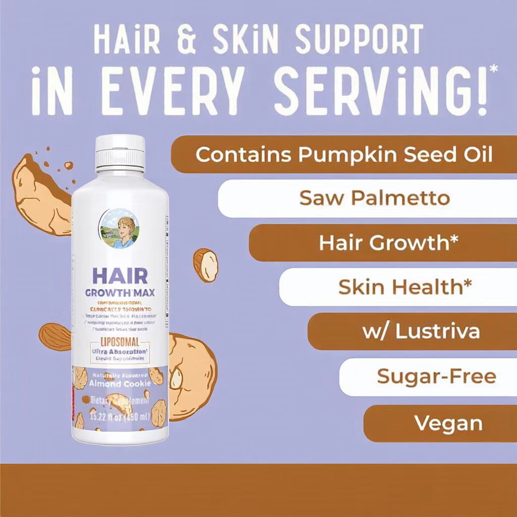 MaryRuth Organics Women'sHair Growth MAX Liposomallwith Lustriva +Biotin10000mcg + Pumpkin Seed Oil|Thicker Hair|Hair Care|Wrinkles, Fine Lines, Skin Care |Ages 18+ |15.22 FI Oz